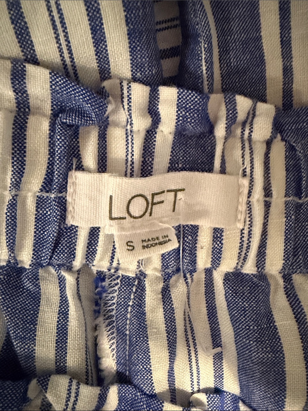 NWOT LOFT Blue & White Striped Linen Drawstring Pants w/Pockets - Picture 15 of 15